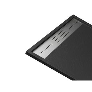 Vente-unique Piatto per doccia da posare o da incasso 120 x 90 cm in Resina Nero - LYROSA  