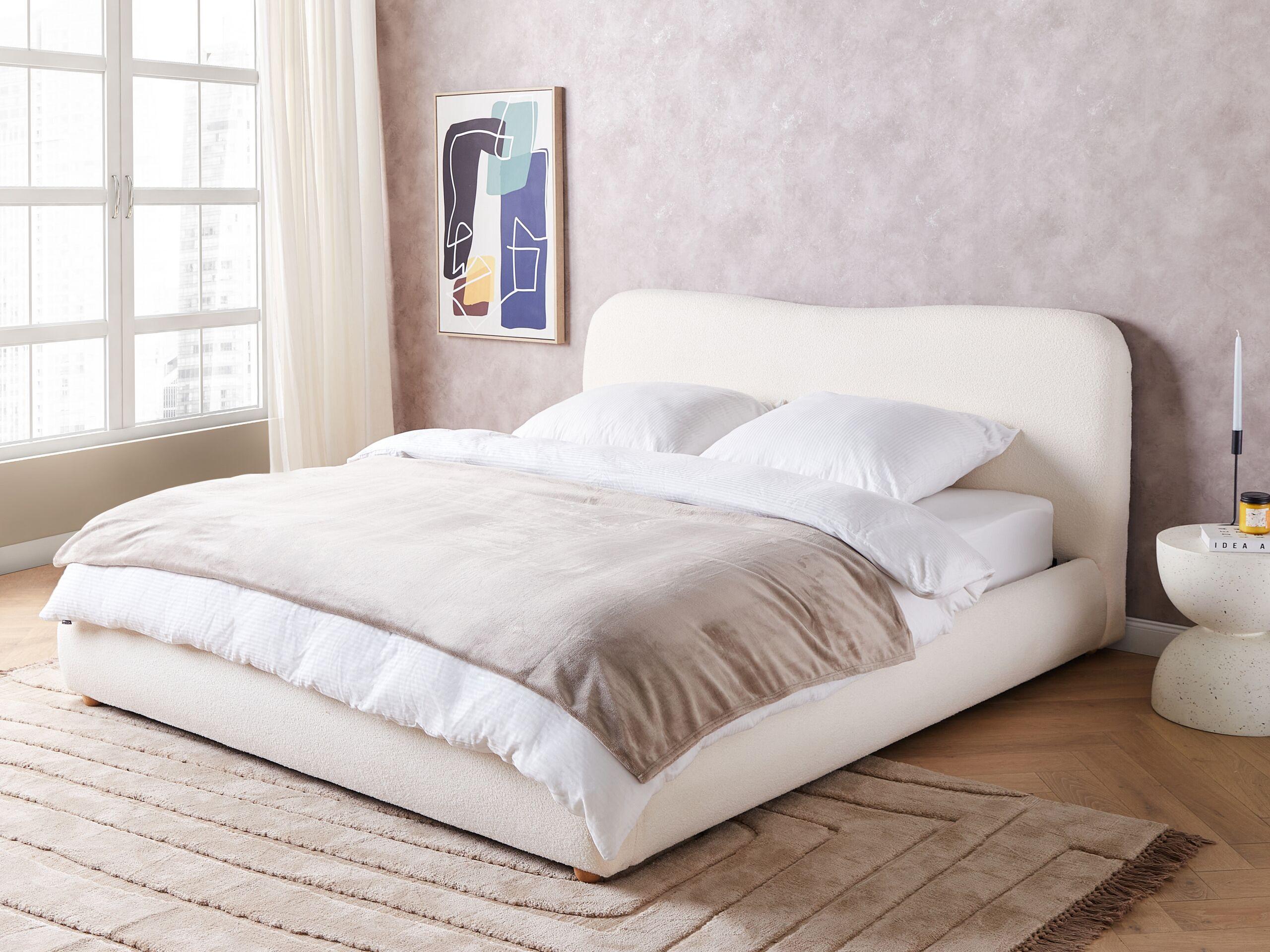 Beliani Letto contenitore en Bouclé Moderno BLAGNAC  