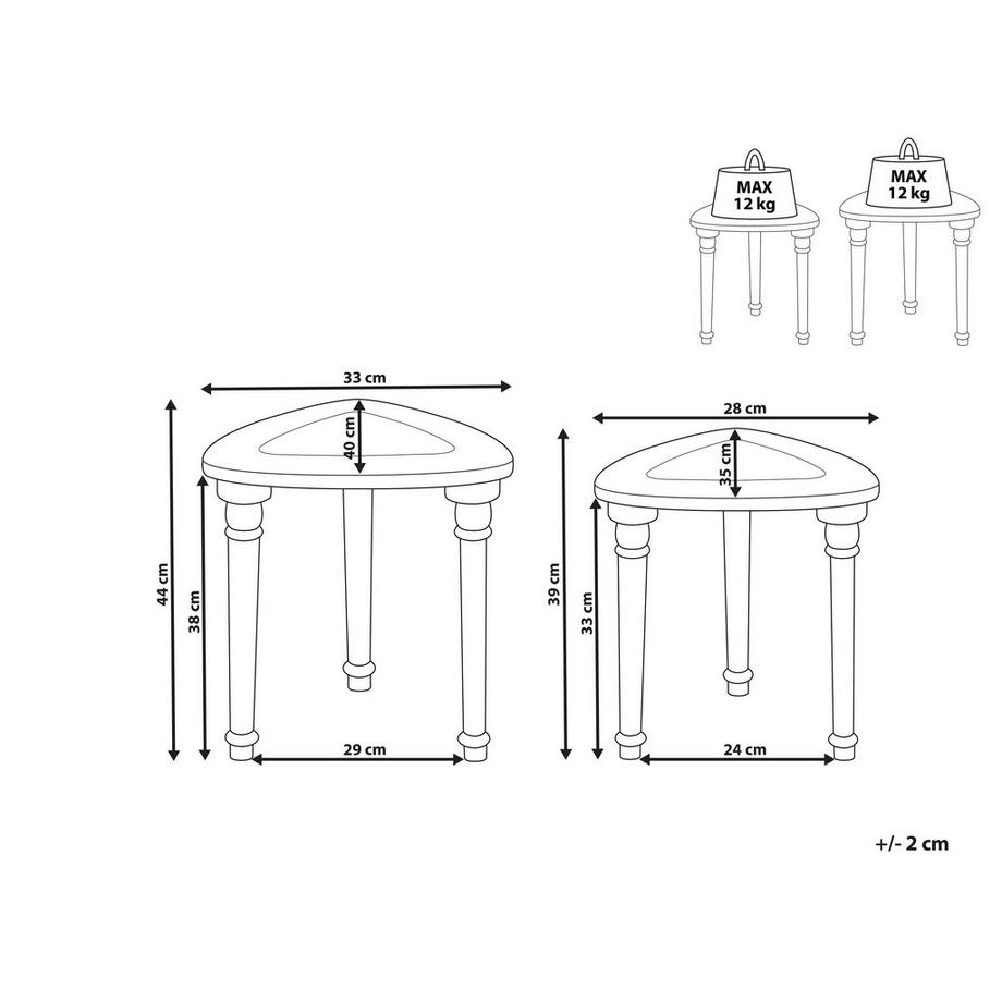 Beliani Lot de 2 tables d'appoint en Manguier Rustique SAORA  
