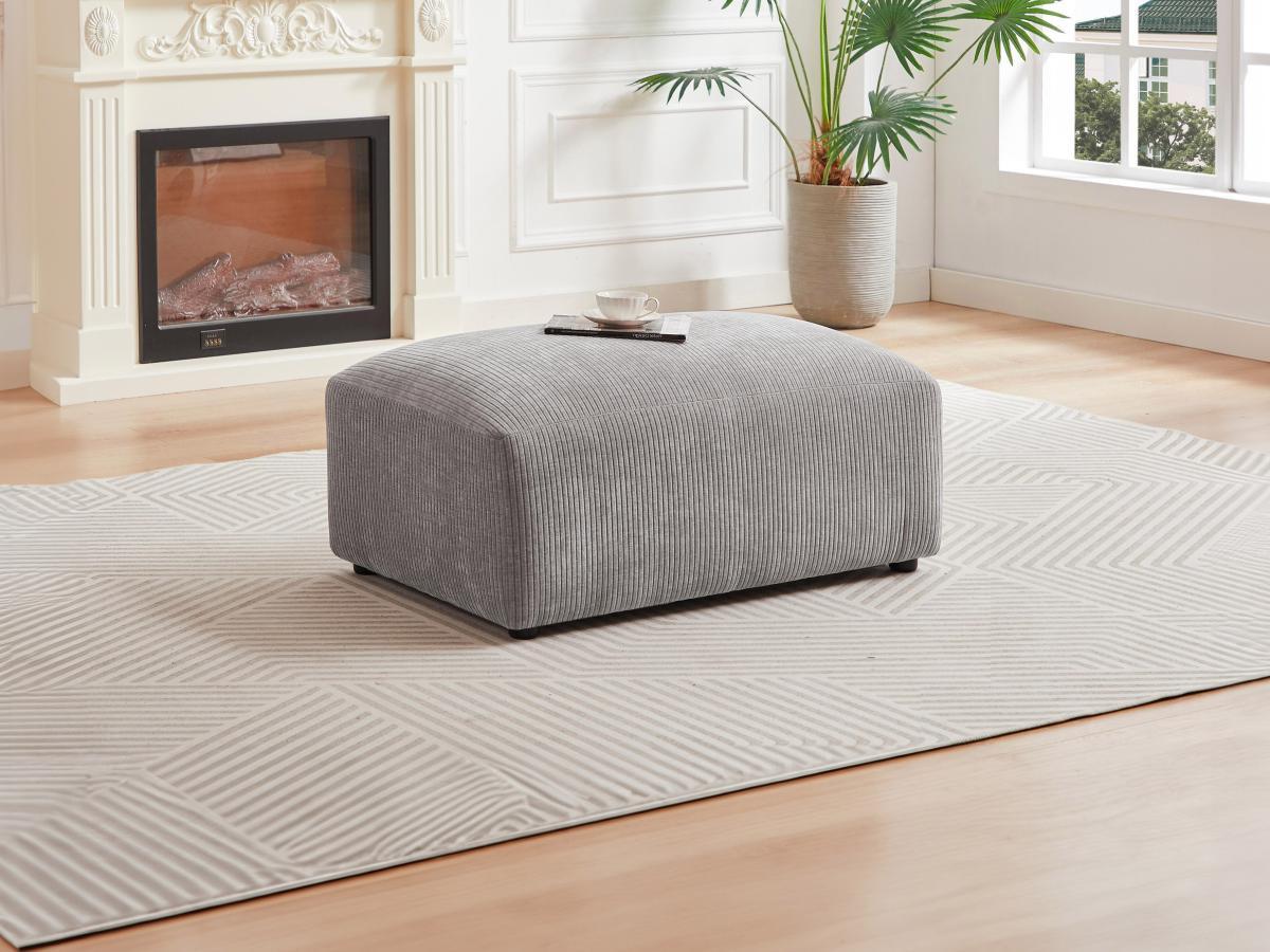 Maison Céphy Pouf en velours côtelé gris TIRONO de Maison Céphy  