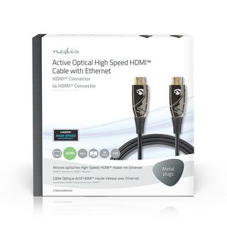 Nedis  Cavo HDMI ottico attivo ad alta velocità con Ethernet | Connettore HDMI™ | Connettore HDMI™ | 4K@60Hz | 18 Gbps | 40,0 m | Rotondo | PVC | Nero | Confezione regalo 