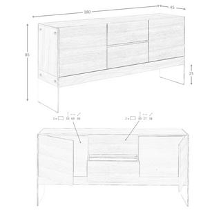 ANGEL CERDA Buffet en noyer et verre trempé  