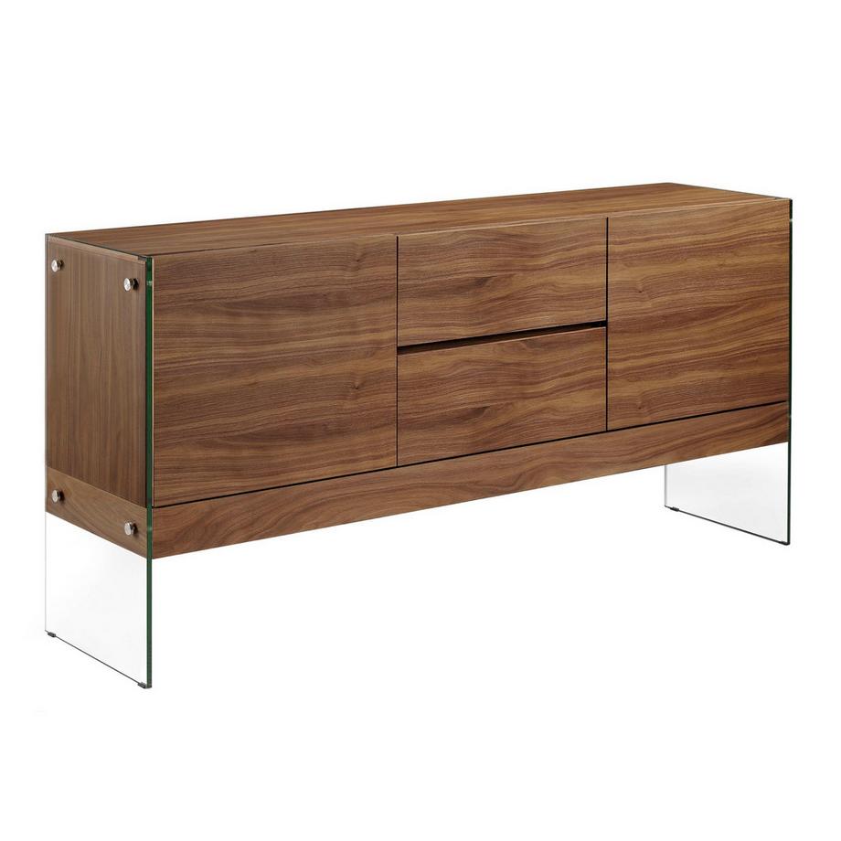 Credenza noce e vetro temperato