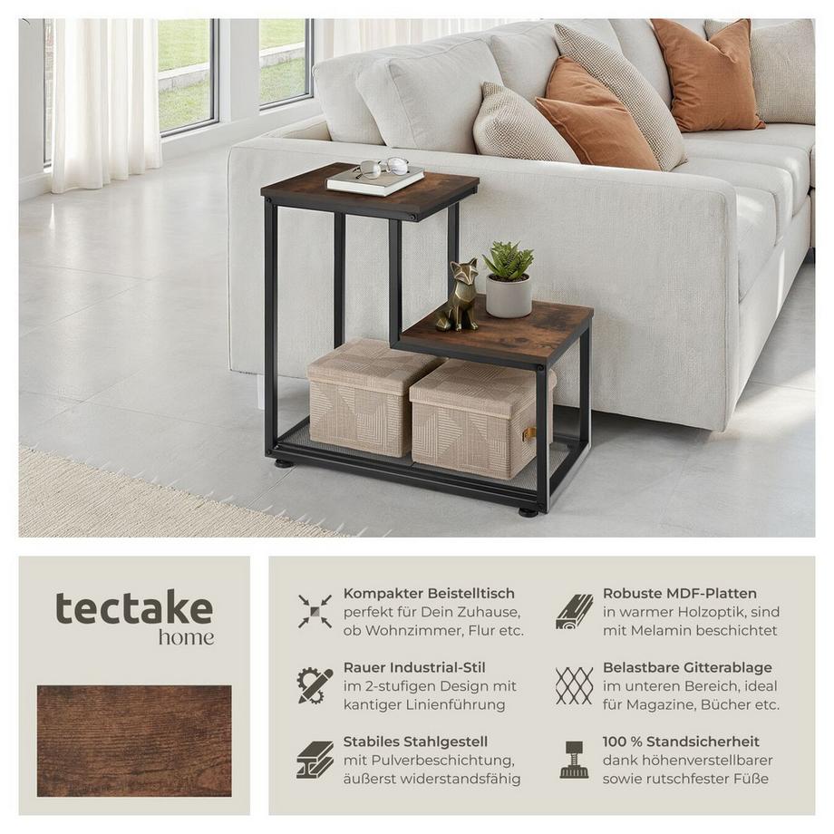 Tectake Table d'appoint HALIFAX style industriel  