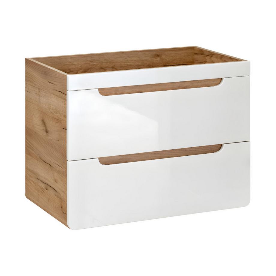 Vente-unique Meuble de salle de bain suspendu avec vasque à encastrer - Coloris naturel et blanc - 80 cm - ARUBA  