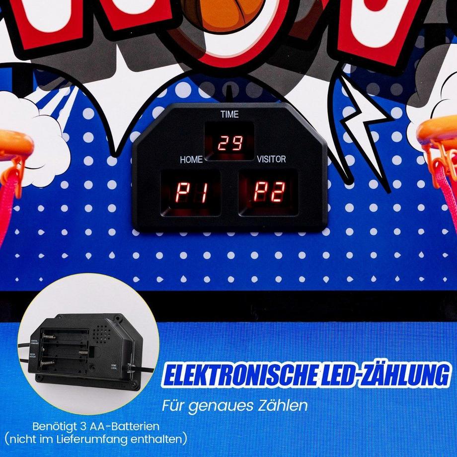 Northix  8 in 1 Basketballautomat mit 4 Bällen & Luftpumpe & 8 Spielmodi Arcade Basketballspiele Dunkelblau 