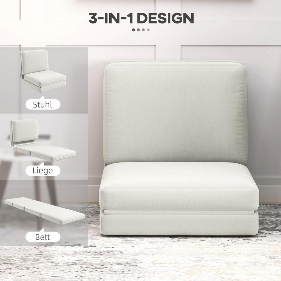 Northio Bodensofa 3-in-1 Klappbar Schlafsofa mit Samtoptik, Gepolstert Sofabett bis 240 kg belastbar, für Schlafzimmer, Wohnzimmer, Cremeweiß  