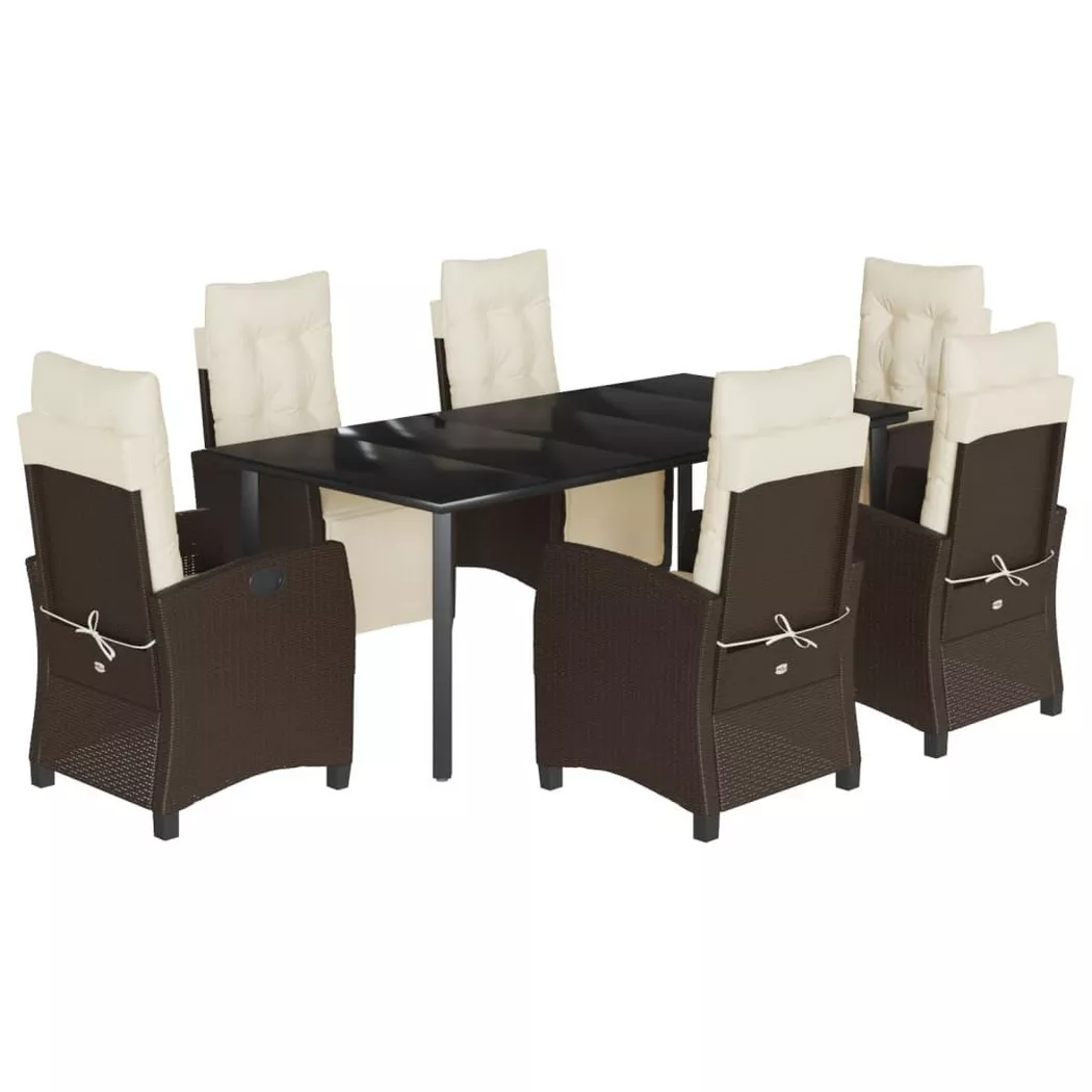 VidaXL - Ensemble à manger de jardin rotin synthétique, One Size, Marron