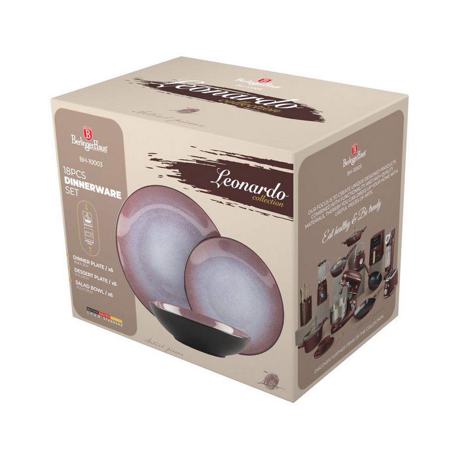 Berlinger Haus  Set d'assiettes 18 pièces bordeaux Leonardo Collection 