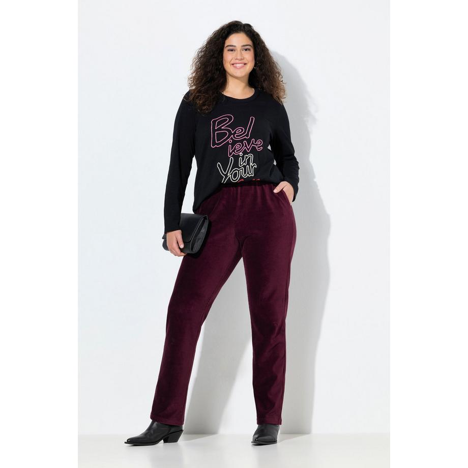 Ulla Popken Ruby Pantaloni in velluto a coste gamba dritta vita elasticizzata  