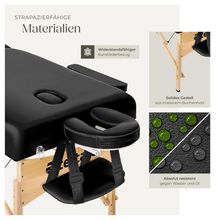 Tectake Set de tables de massage portable pliante à 3 zones  largeur 70 cm et rembourrage de 10 cm  