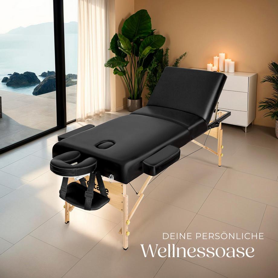 Tectake Set de tables de massage portable pliante à 3 zones  largeur 70 cm et rembourrage de 10 cm  