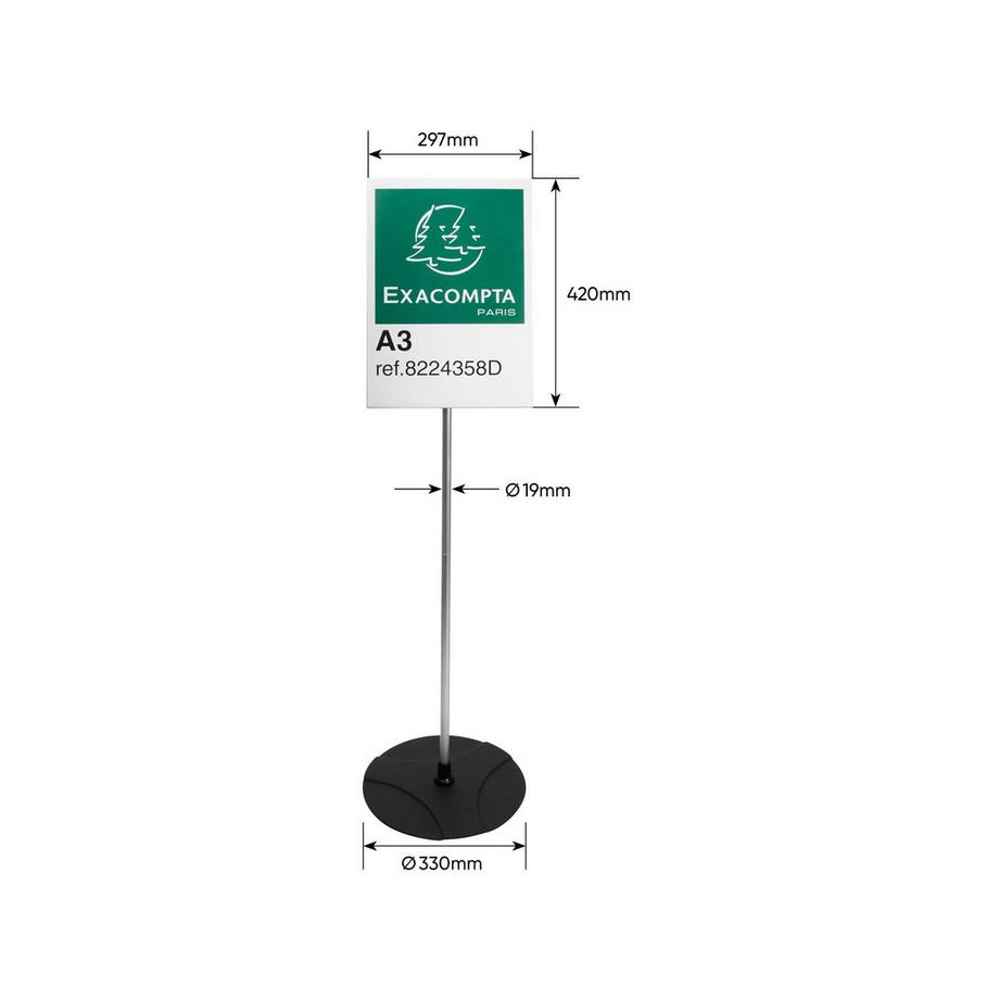 Exacompta Hinweisschild zum Aufstellen, A3 vertikal, Aluminium, Exacryl - x 5  