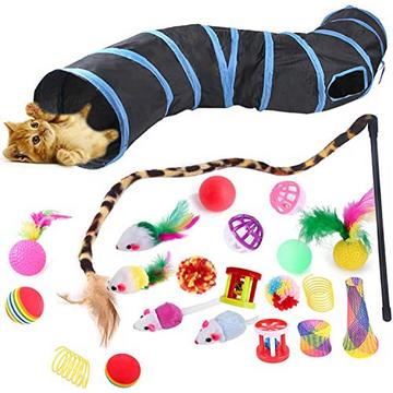 Katzenspielzeugset mit Tunnel, 22 Teile, Kätzchenspielzeug