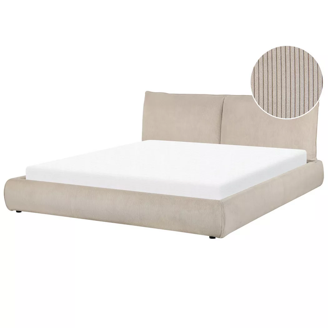 Beliani - Wasserbett aus Cord  VINAY, Taupe