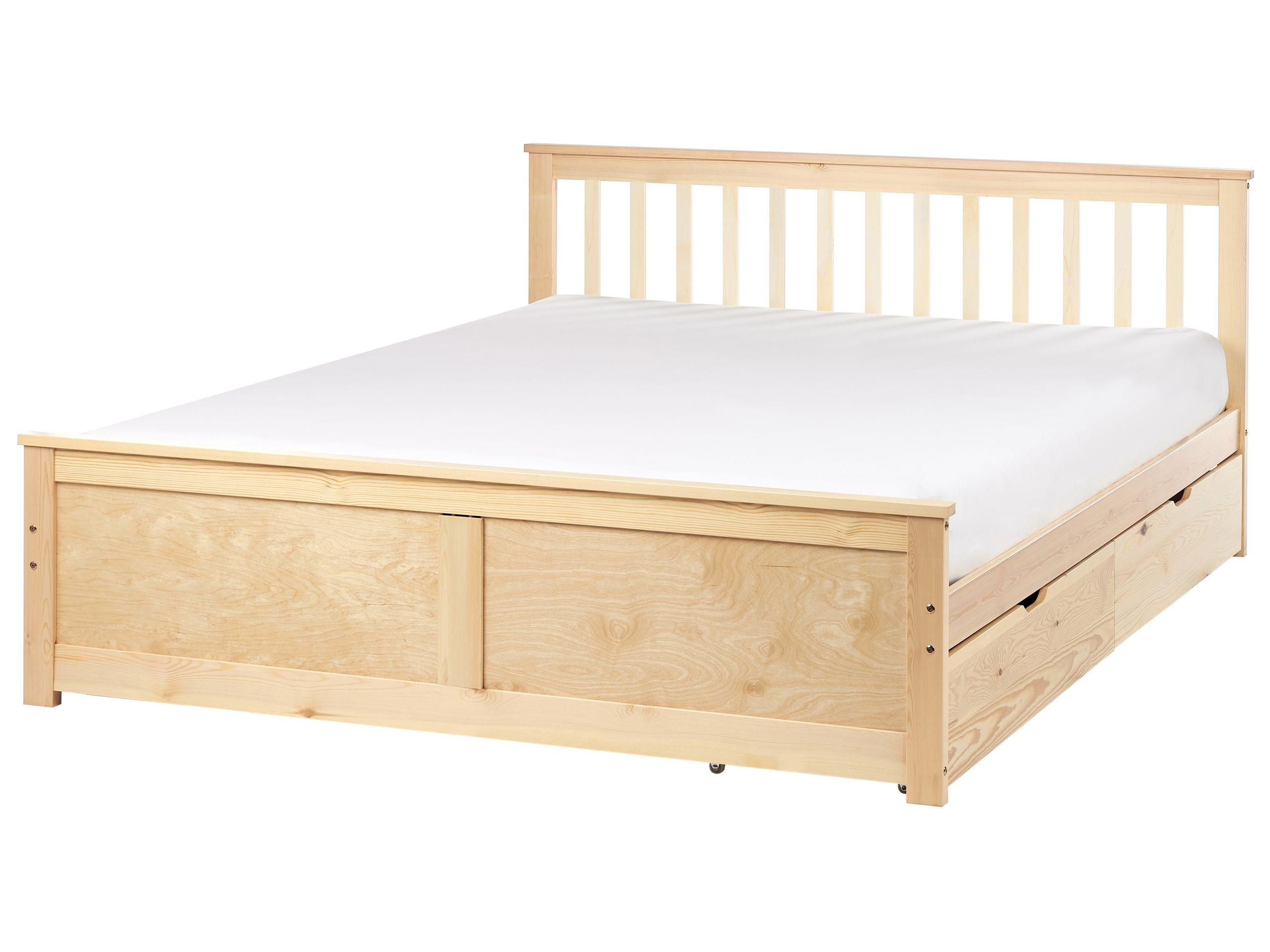 Beliani Letto con cassetti contenitori en Legno di pino Scandinavo OLENDON  