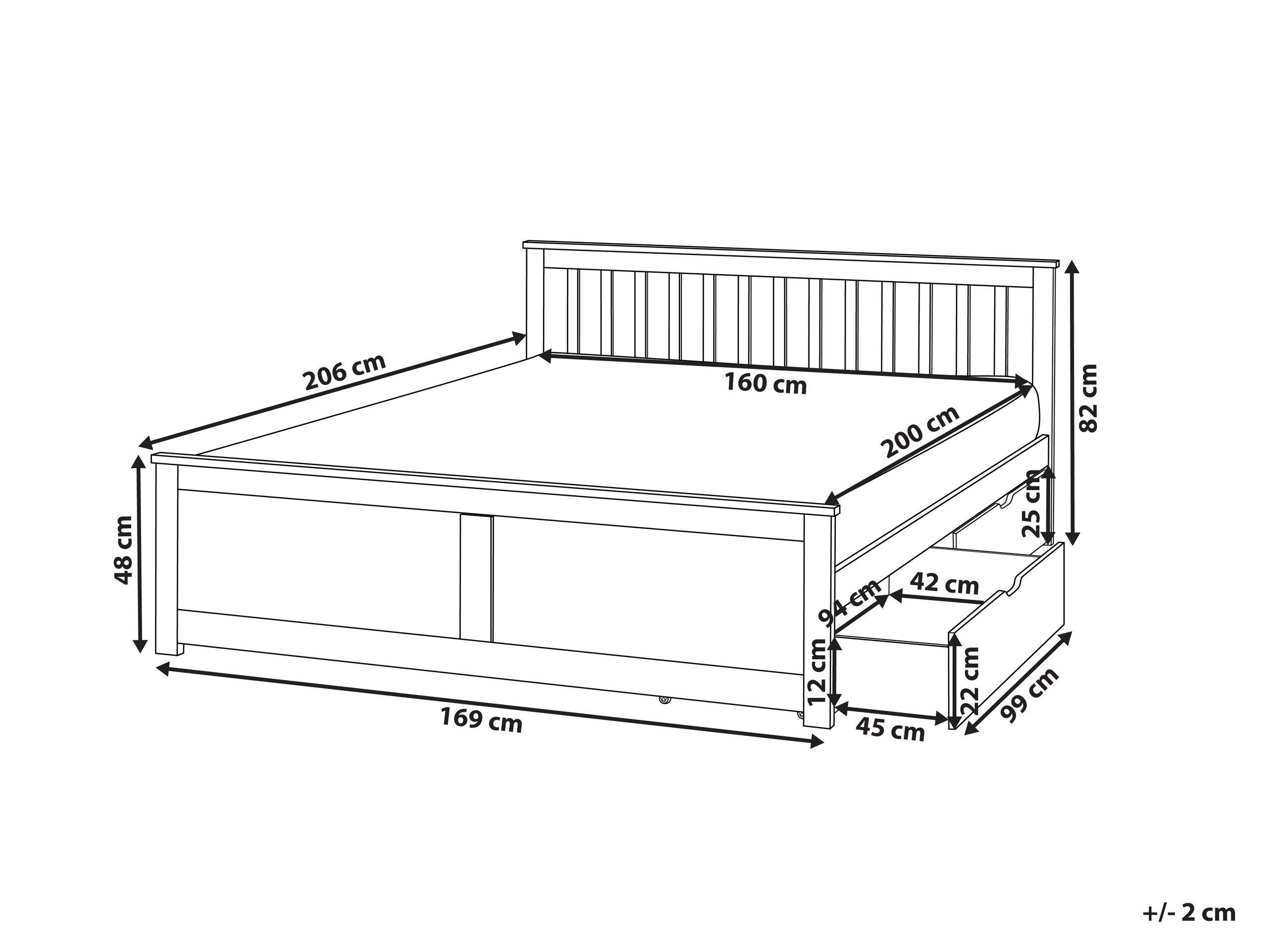 Beliani Letto con cassetti contenitori en Legno di pino Scandinavo OLENDON  