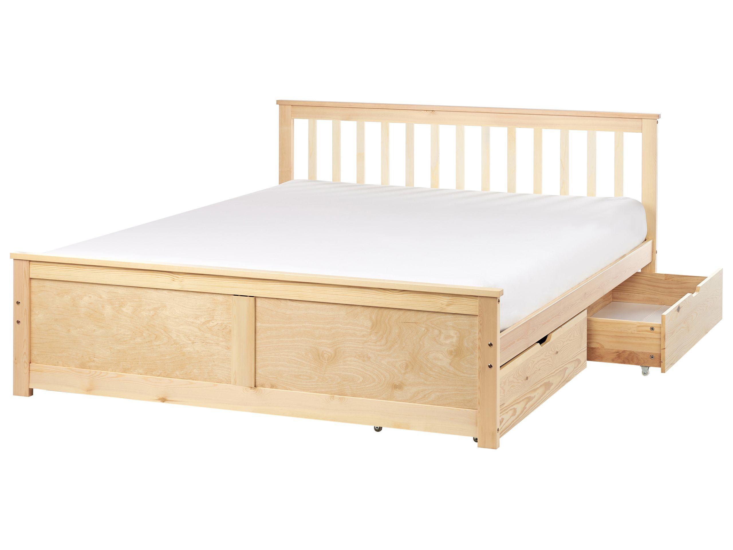 Beliani Letto con cassetti contenitori en Legno di pino Scandinavo OLENDON  