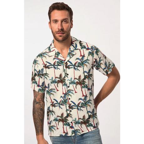 JP1880  Chemise en viscose à manches courtes. Col cubain et imprimé tropical. Coupe « flottante » - jusqu'au 8 XL 