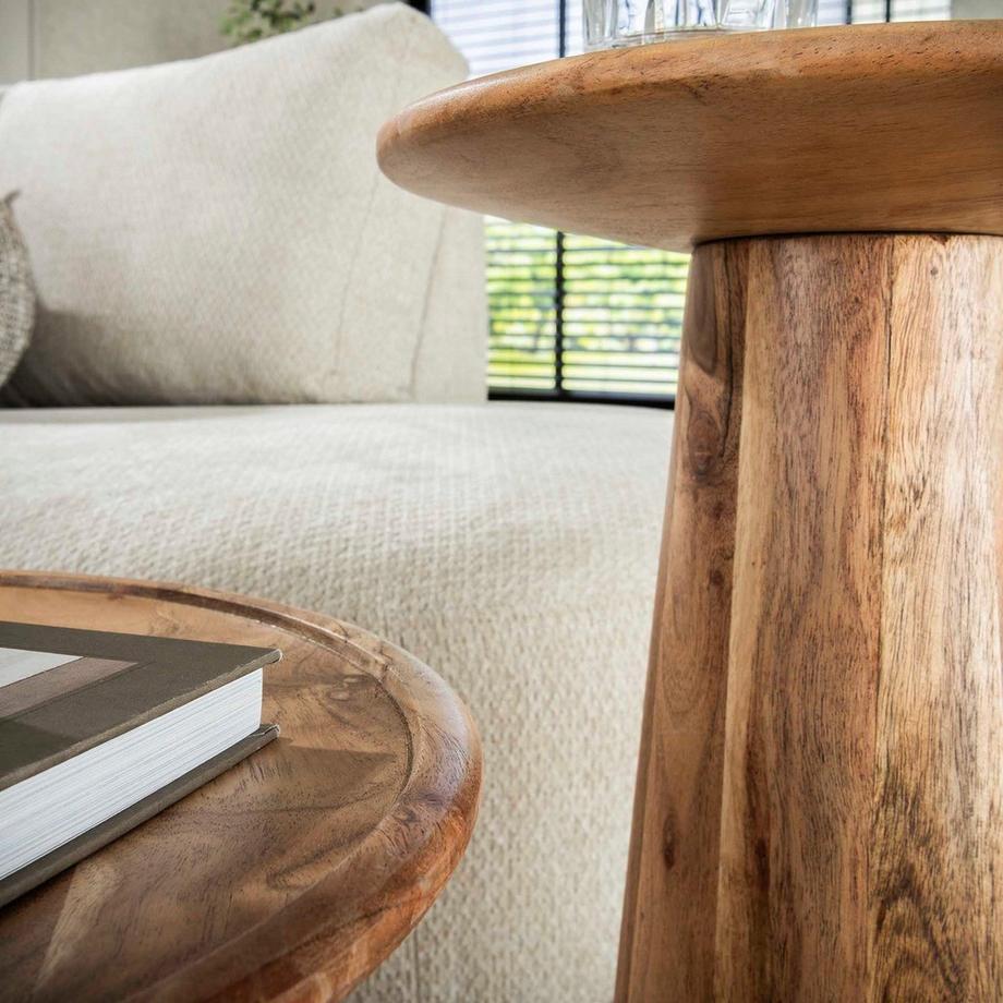 mutoni Table d'appoint Cone acacia naturel (lot de 2)  