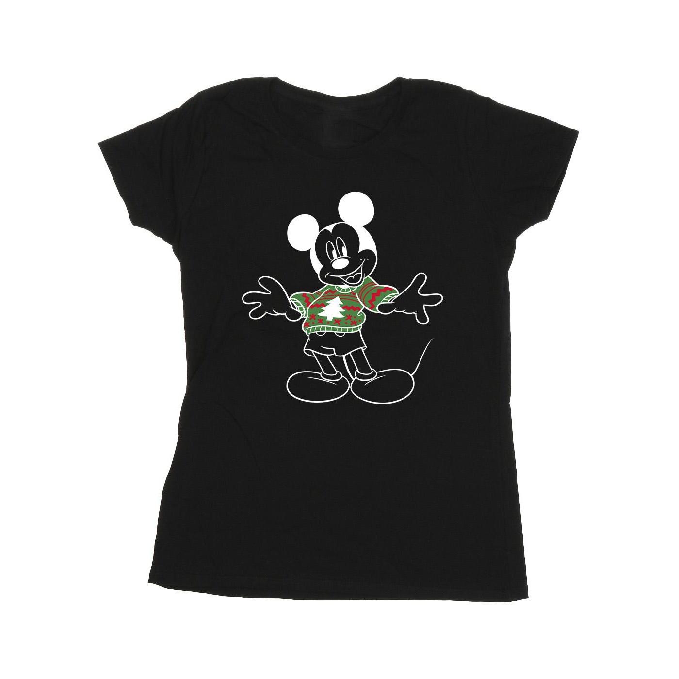 Image of Mickey Mouse Xmas Jumper Tshirt Damen Schwarz M