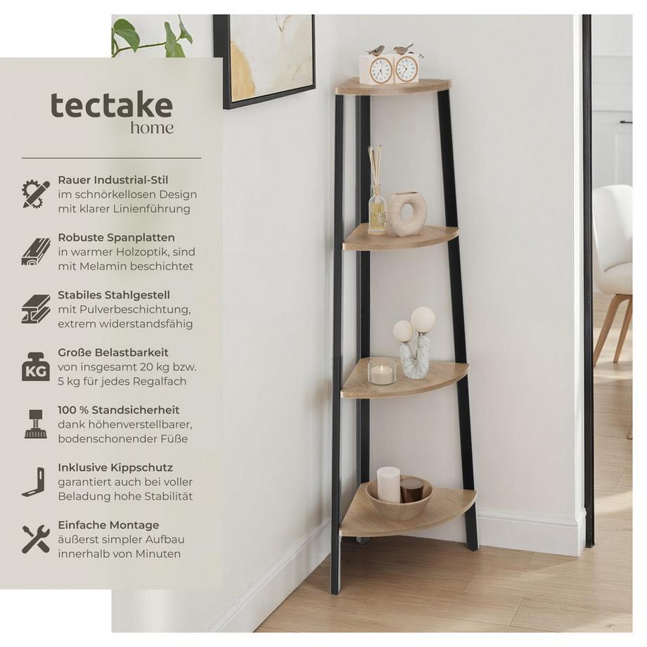 Tectake Étagère d'angle NEWBRIDGE style industriel  