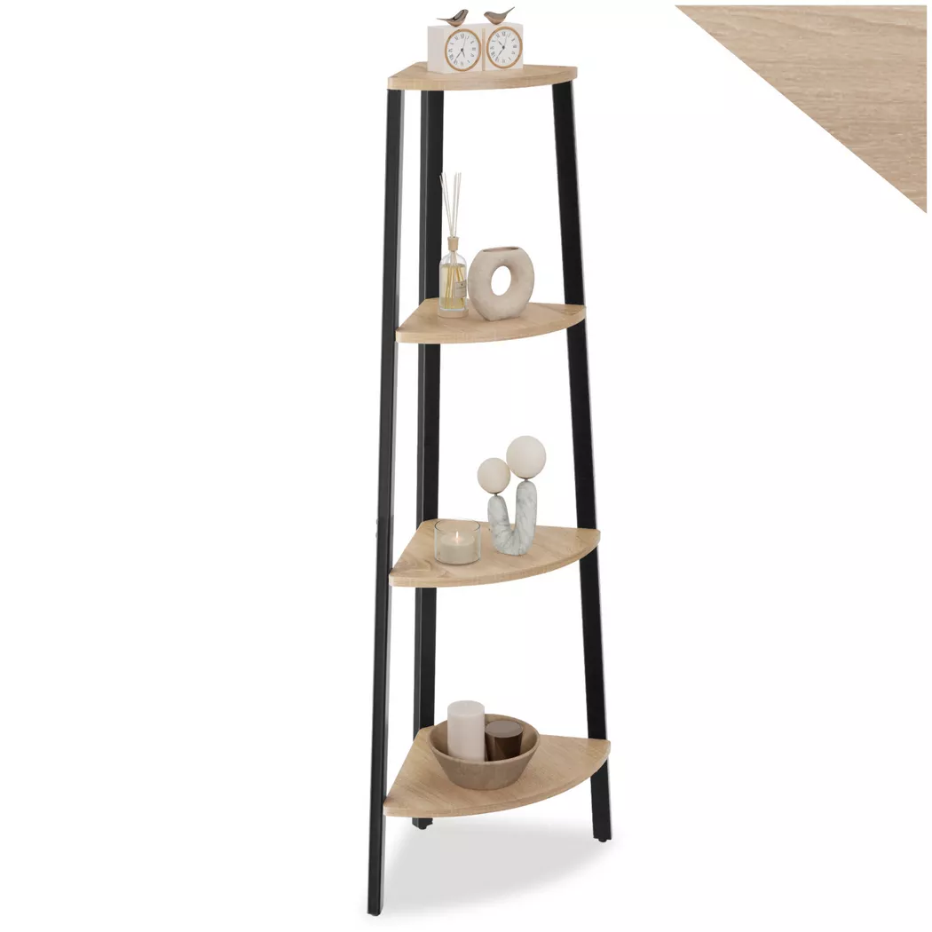 tectake Corner Shelf Newbridge - 4 Levels in Light Brown
