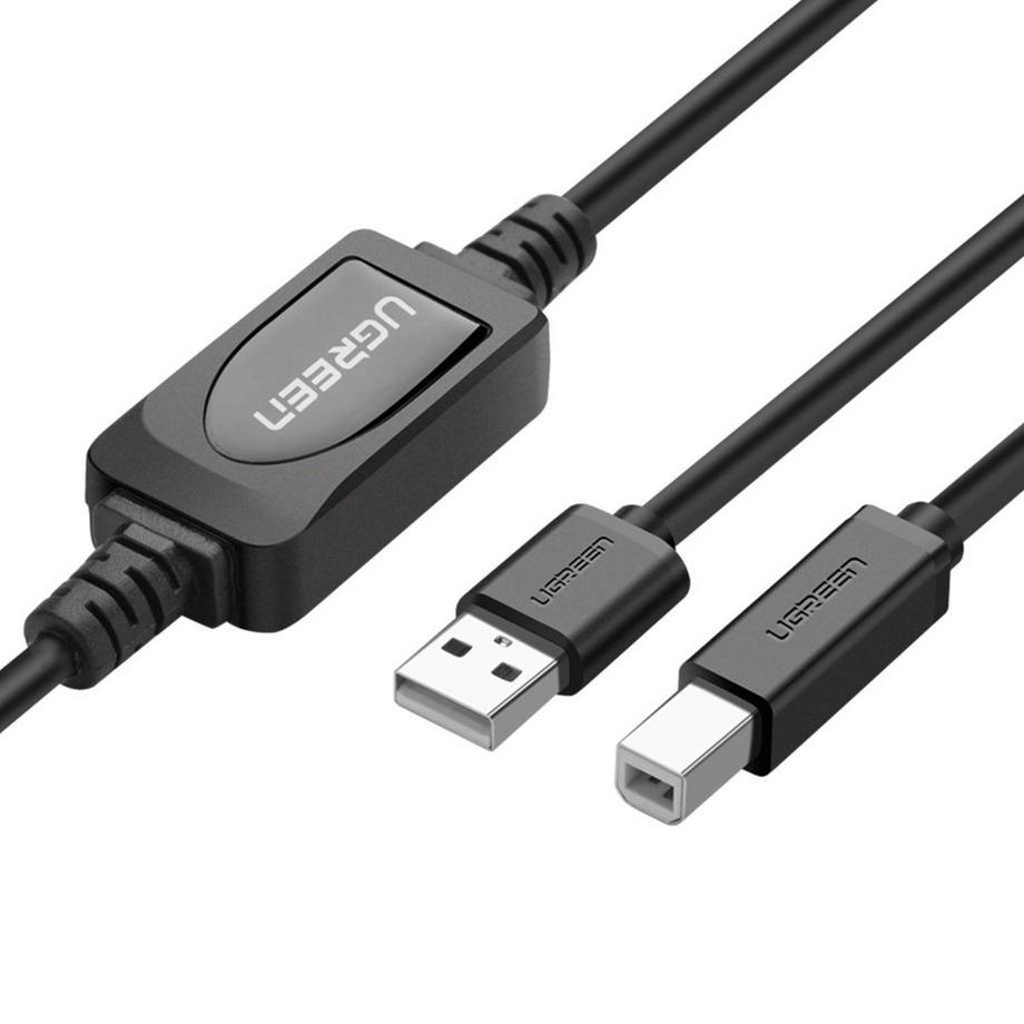 Ugreen USB-B-auf-USB-A-2.0-Druckerkabel, 10 m – Schwarz
