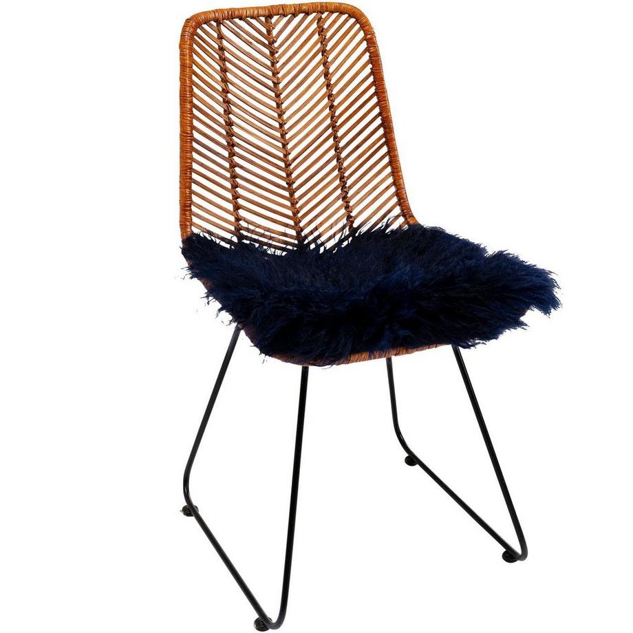 KARE Design  Sitzauflage Lammfell Blau 40x40cm 