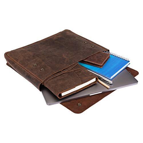 Only-bags.store  Housse pour ordinateur portable - Design spacieux fait à la main sans sangle - Cuir de buffle finition rustique - Sac pour ordinateur portable idéal pour ordinateurs portables et tablettes de 13-14-15 pouces 