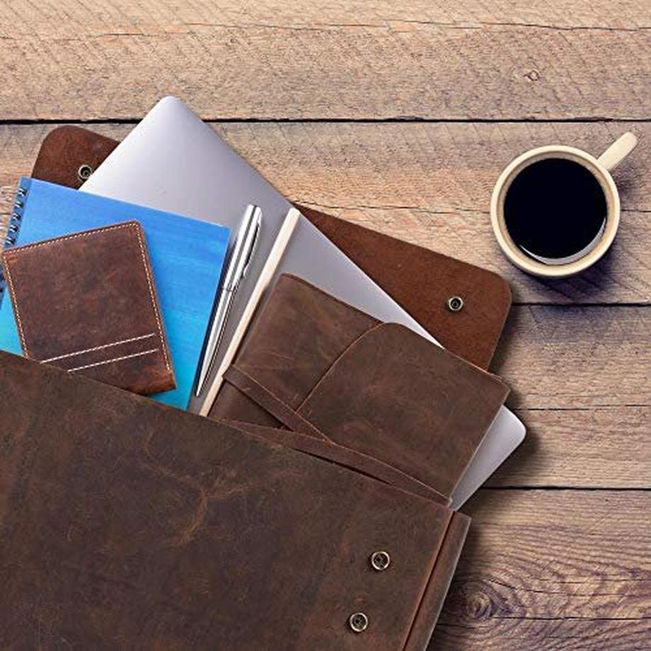 Only-bags.store  Housse pour ordinateur portable - Design spacieux fait à la main sans sangle - Cuir de buffle finition rustique - Sac pour ordinateur portable idéal pour ordinateurs portables et tablettes de 13-14-15 pouces 