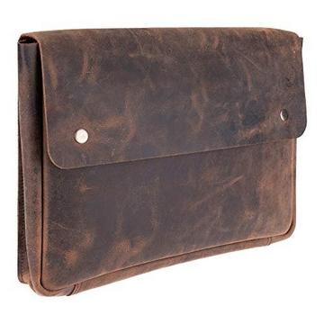 Housse pour ordinateur portable - Design spacieux fait à la main sans sangle - Cuir de buffle finition rustique - Sac pour ordinateur portable idéal pour ordinateurs portables et tablettes de 13-14-15 pouces