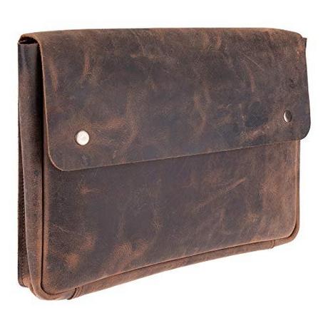 Only-bags.store  Housse pour ordinateur portable - Design spacieux fait à la main sans sangle - Cuir de buffle finition rustique - Sac pour ordinateur portable idéal pour ordinateurs portables et tablettes de 13-14-15 pouces 