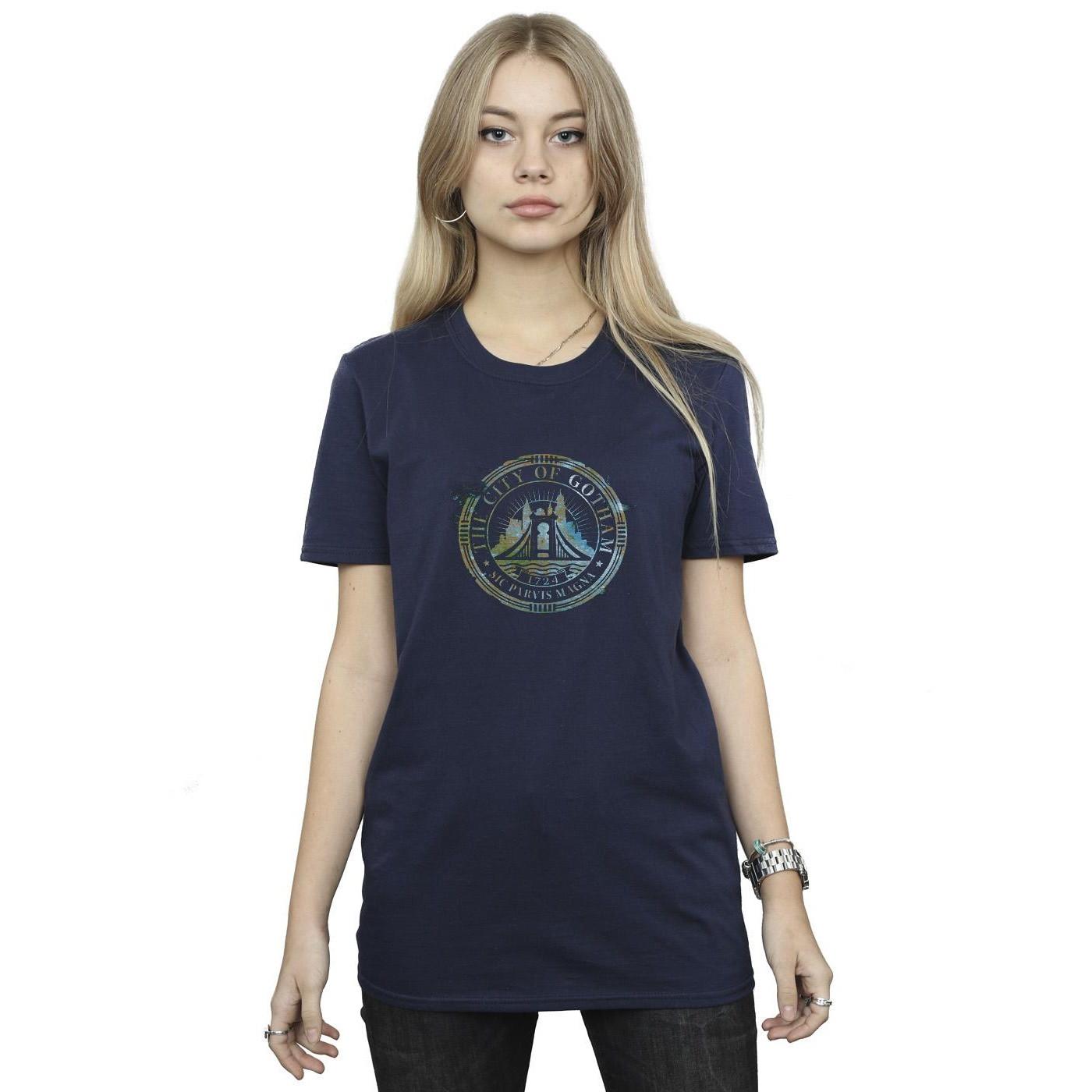 Image of The Batman City Of Gotham Magna Crest Tshirt Damen Marine L