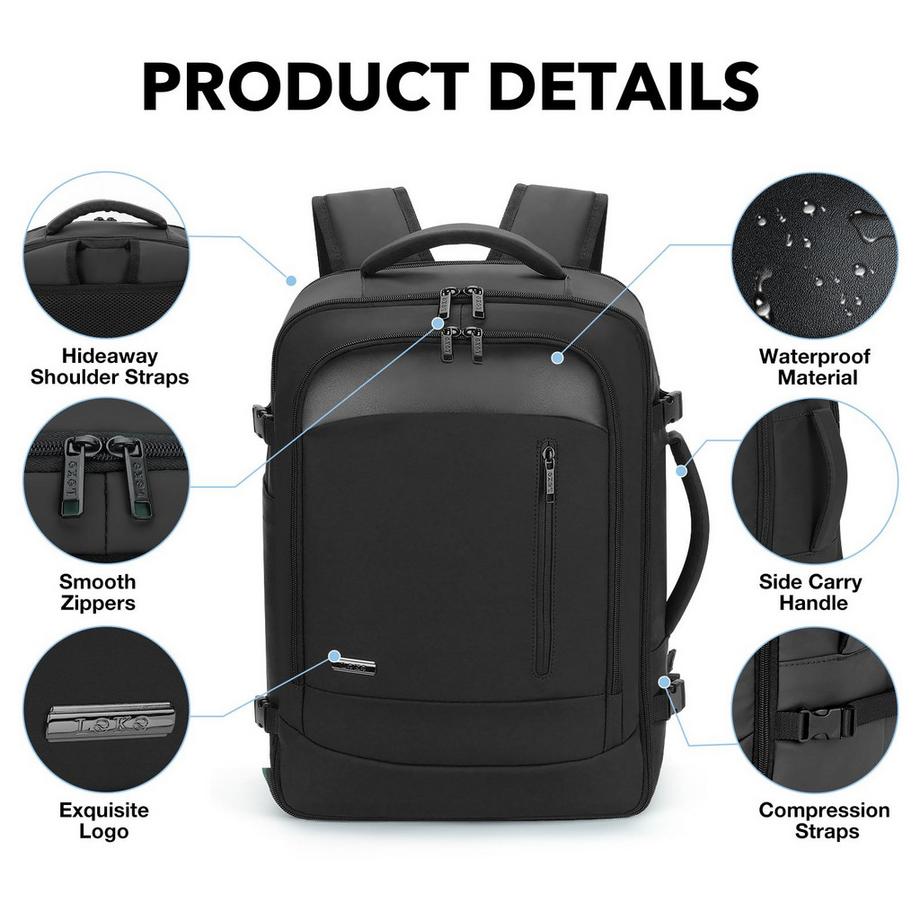 Only-bags.store Sac à dos imperméable de voyage avec 3 cubes de rangement  