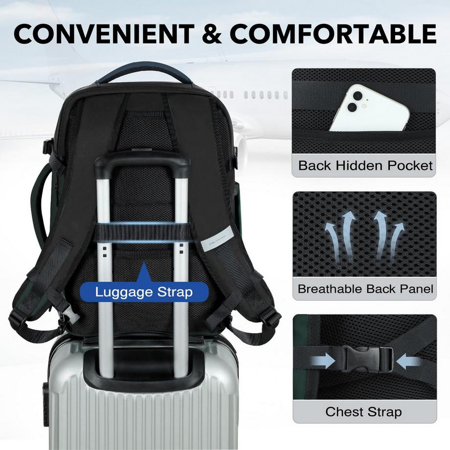 Only-bags.store Sac à dos imperméable de voyage avec 3 cubes de rangement  