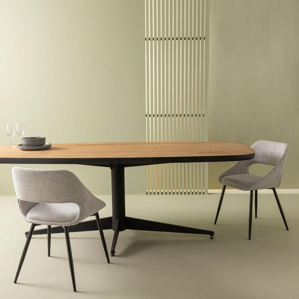 Calicosy Lot de 6 chaises en tissu avec piètement en métal L51 cm - ELODIE  