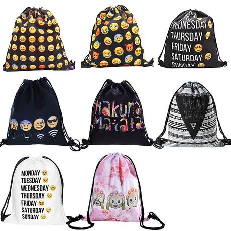 eStore Borsa classica con coulisse con motivo Smiley  