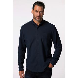 JP1880  Chemise en piqué à carreaux. Manches longues et col à pointes boutonnées (petits boutons), coupe Modern Fit - jusqu'au 8 XL 