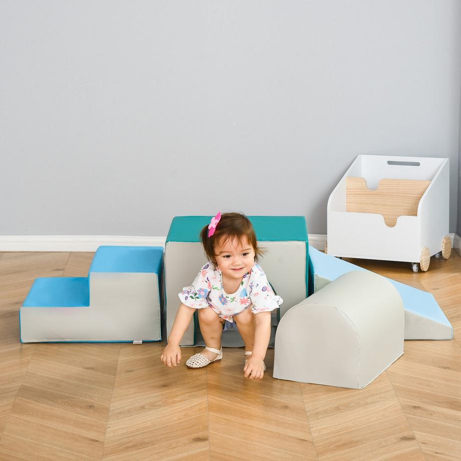 Northio  Bausteine Für Kinder 4Er-Set Schaumstoff-Bauklötze, Leicht Zu Reinigen, Weiche Füllung, Für 1-3 Jahre, Hellgrau+Blau+Grün 