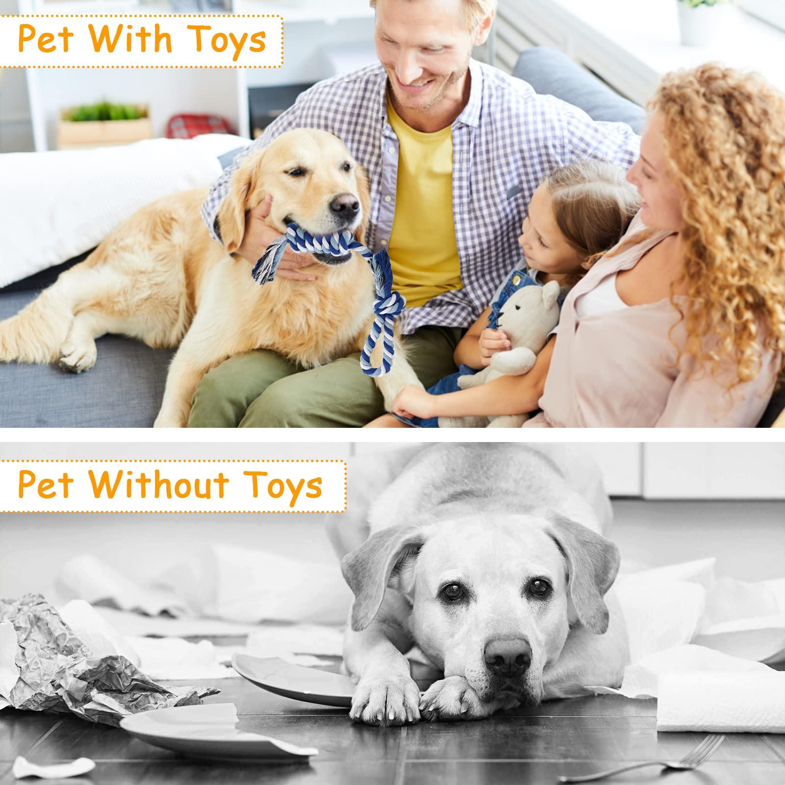 Activity-board  Lot de 8 Cordes pour Chien en Peluche Grinçantes, Jouet pour Chiot, Petits Chiots, Lavables, en Coton Naturel et Non Toxiques 