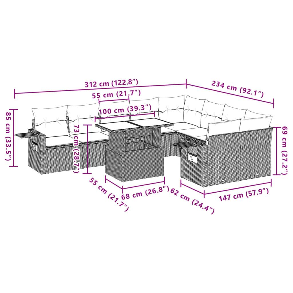 VidaXL Ensemble de canapés de jardin rotin synthétique  