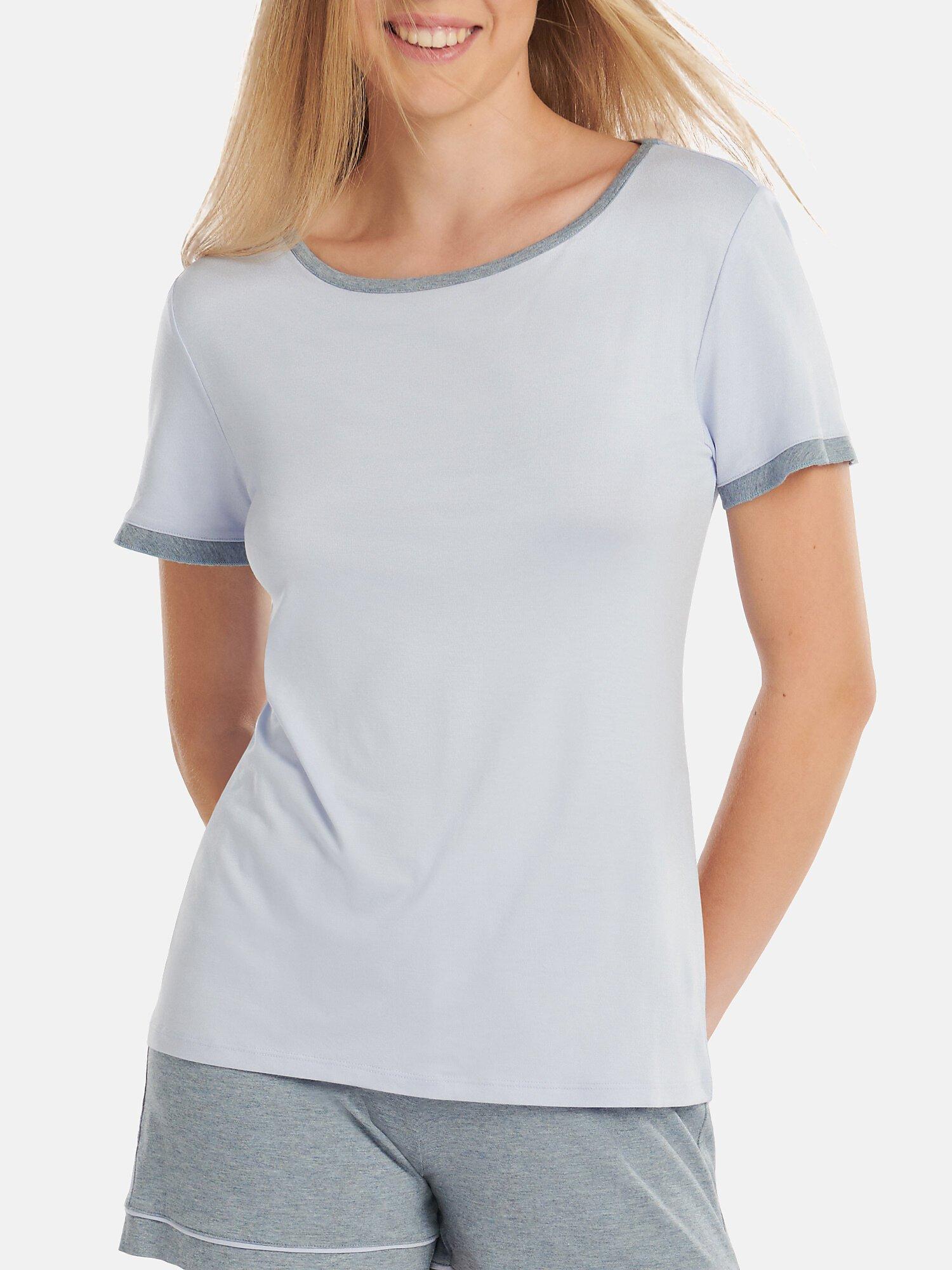 Image of Pyjama-top T-shirt Mit Kurzen Ärmeln Laura Unisex Blau M