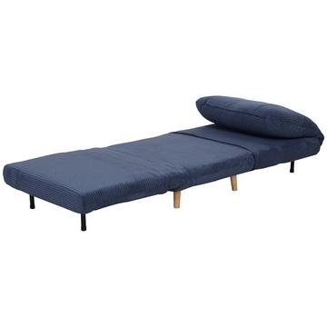 Canapé-lit 2 en 1, fauteuil-lit, matelas pliant réglable, lit d'appoint aspect velours côtelé, pour chambre à coucher, salon, bleu, 82 x 89 x 83 cm