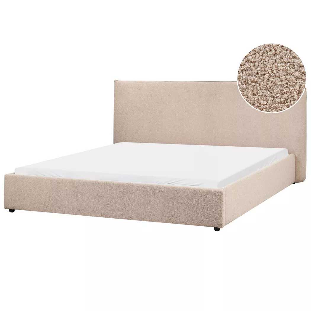 Beliani - Wasserbett aus Bouclé  LAVAUR, Taupe
