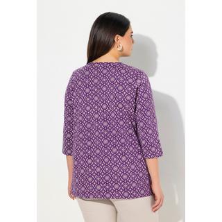 Ulla Popken  Shirt, A-Linie, Zierfalten, V-Ausschnitt, 3/4-Arm 