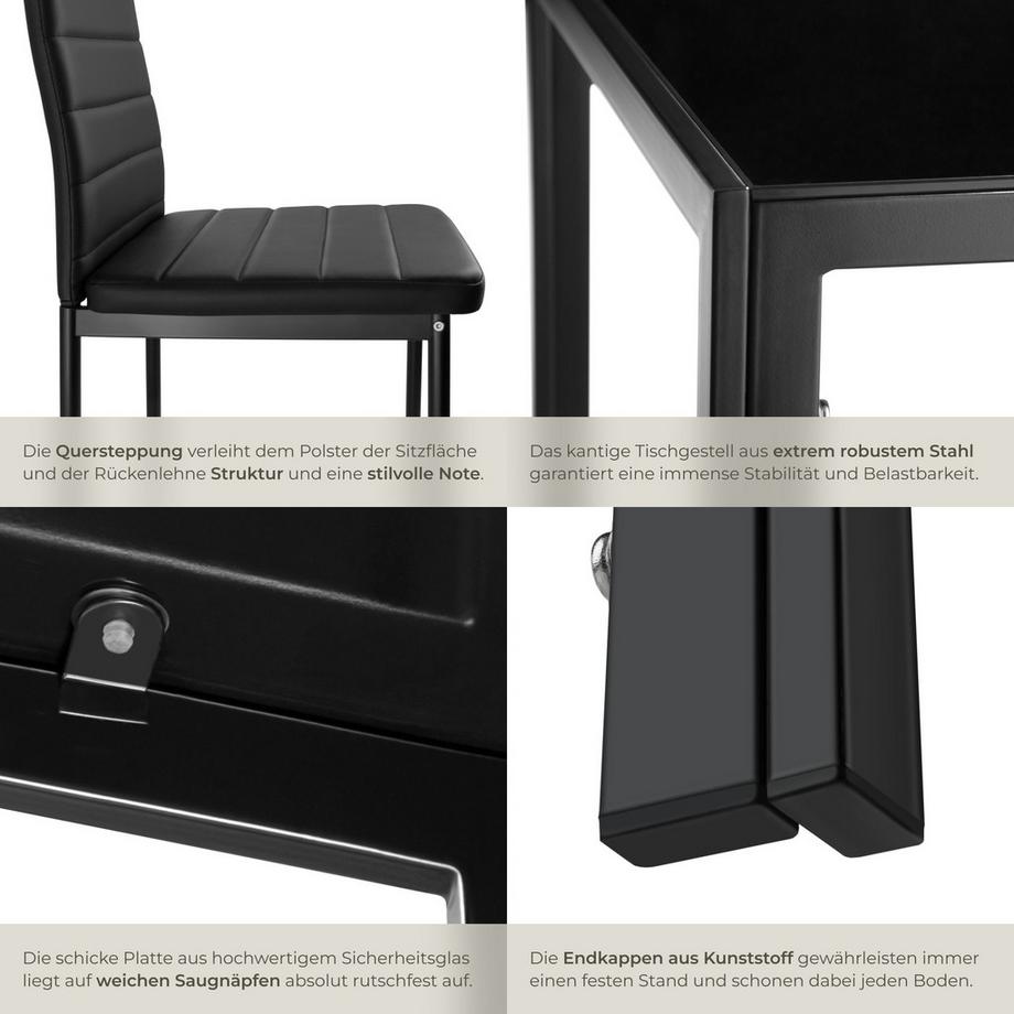 Tectake Esszimmergruppe Brandenburg 7-teilig Esstisch mit 6 Stühlen  