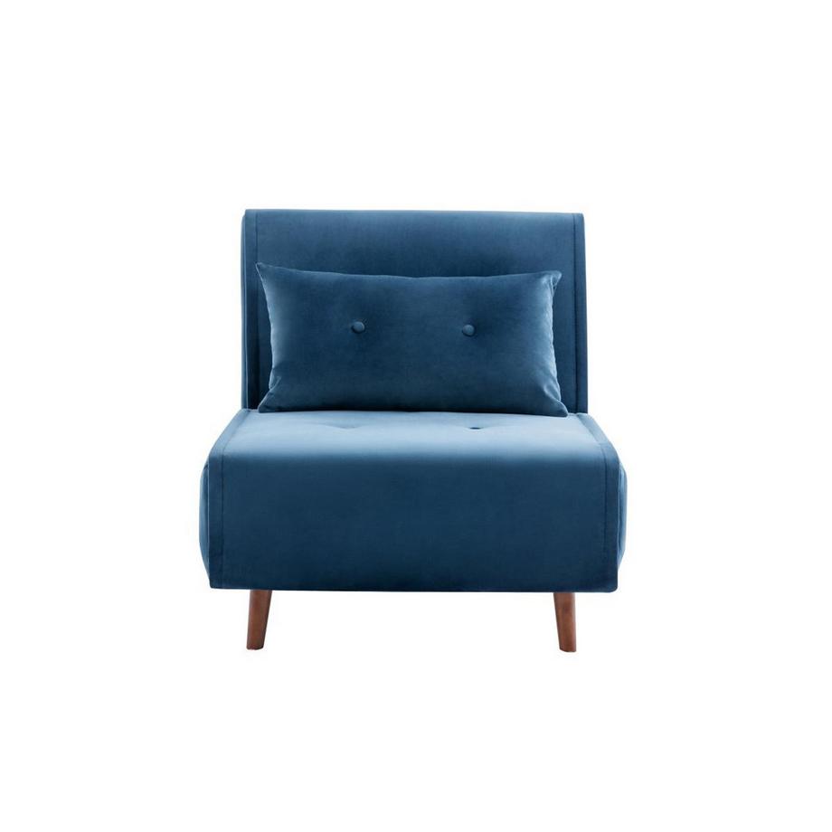 Vente-unique Sessel mit Schlaffunktion - Samt - Dunkelblau - URIBIA  