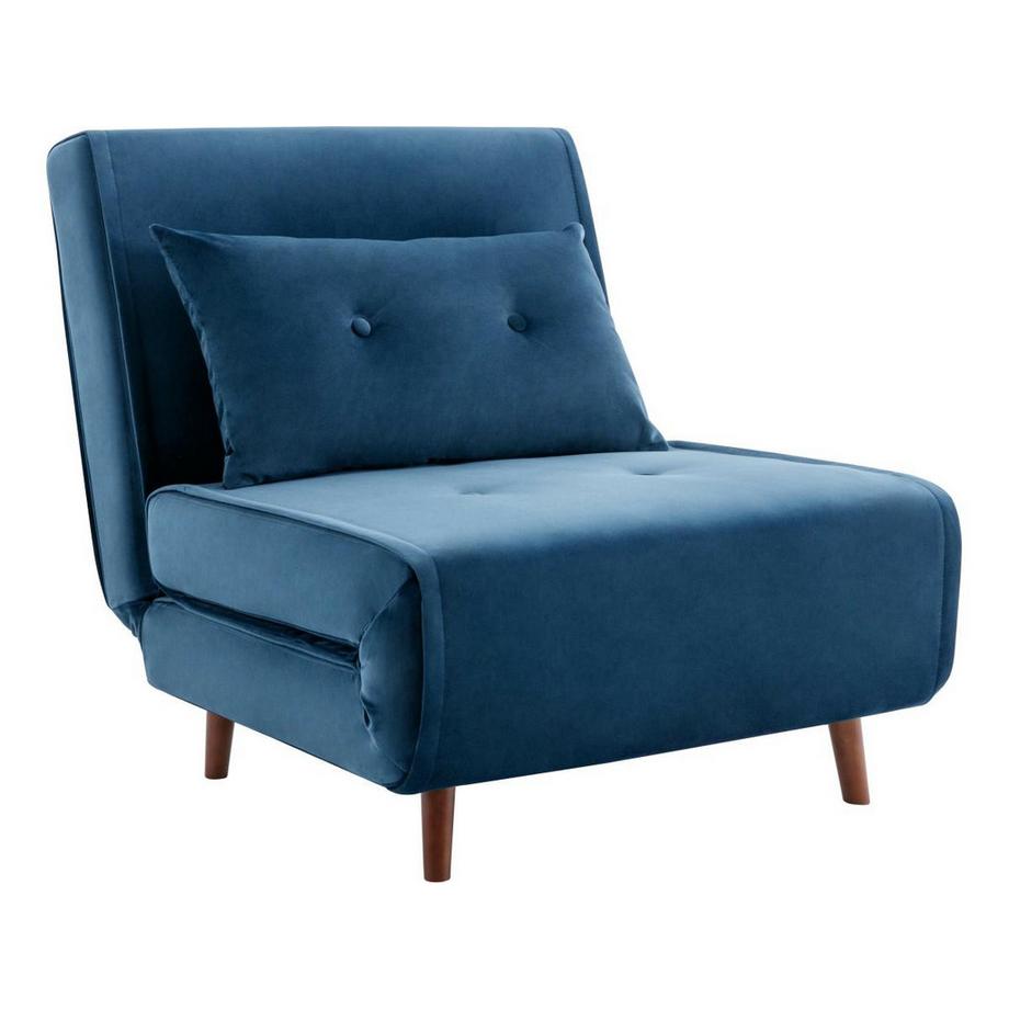 Vente-unique Sessel mit Schlaffunktion - Samt - Dunkelblau - URIBIA  