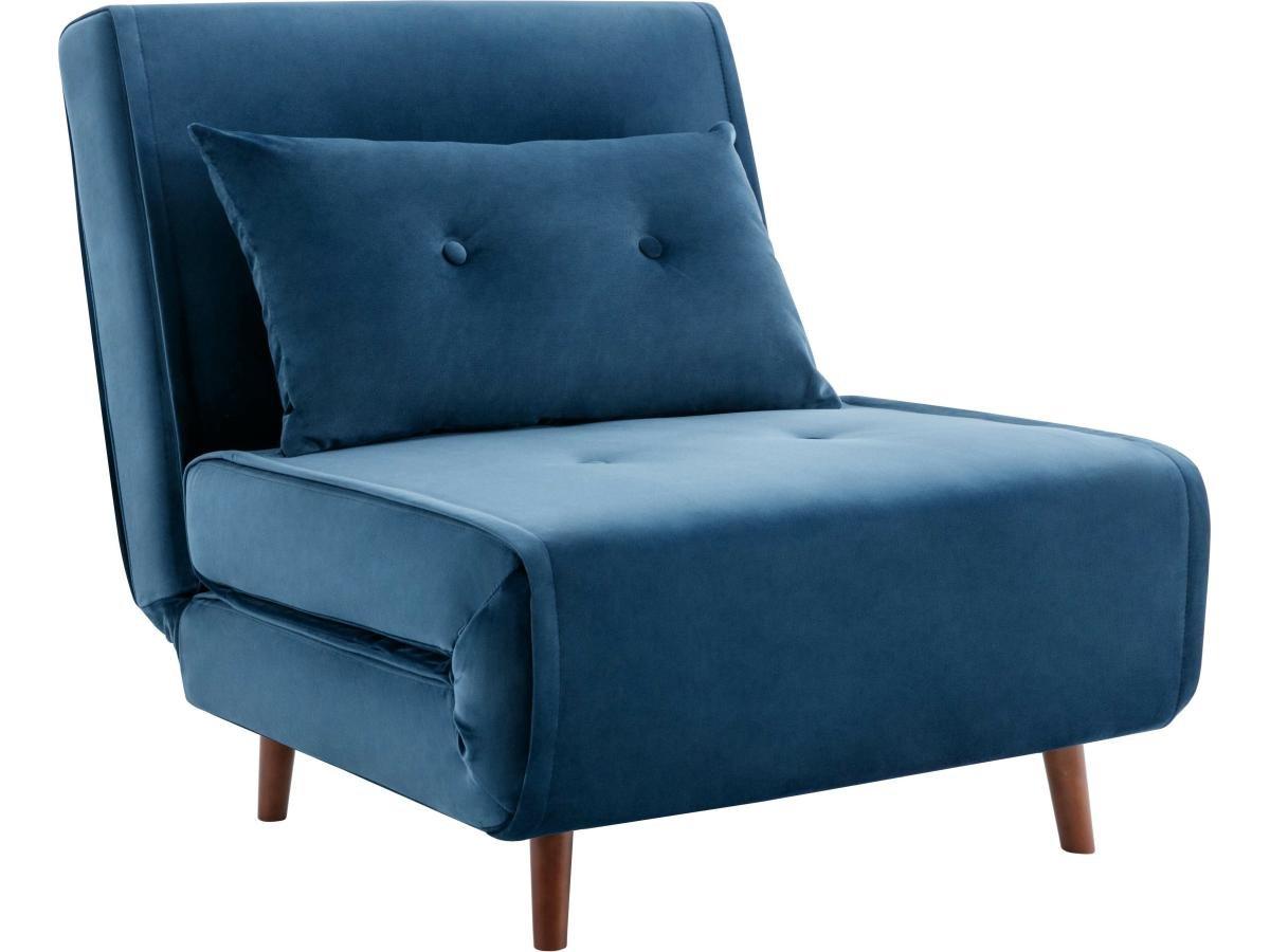Image of Sessel mit Schlaffunktion - Samt - Dunkelblau - URIBIA Sessel mit Schlaffunktion - Samt - Dunkelblau - URIBIA